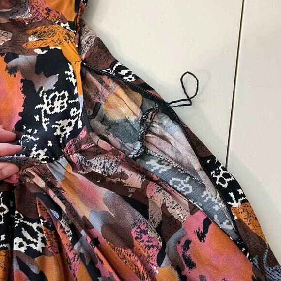 D' Lim Vintage Abstract Pink Floral Long Sleeve Dress with Belt Pockets Size XS - Picture 13 of 16